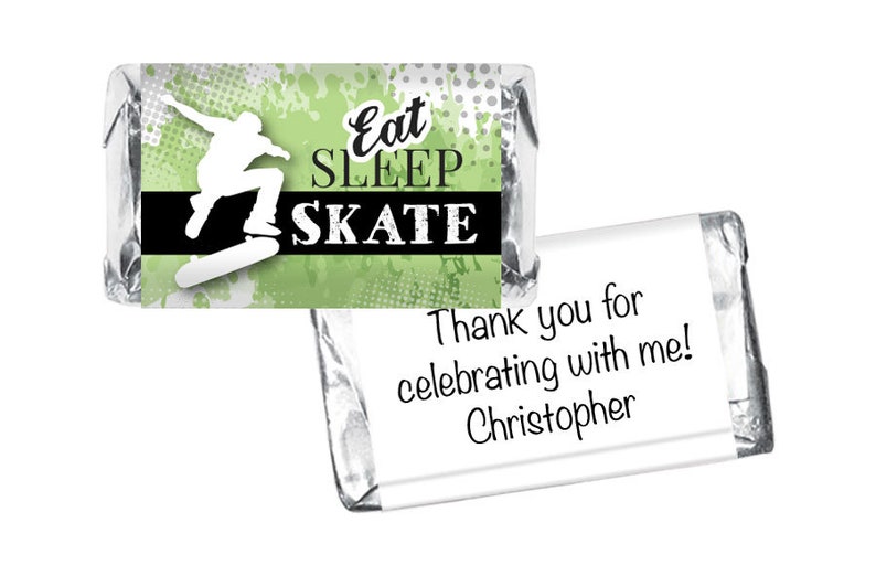 Skate Mini Candy Bar Labels Eat Sleep Skate Mini Candy Bar Wrappers Set of 42. Skate Theme Birthday Favors
