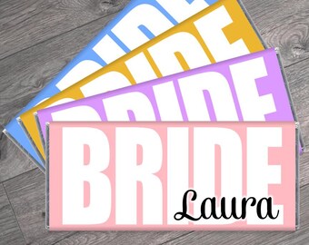 Any Color, BRIDE Wedding Shower Favors, Bridal Shower Favors, Personalized Bridal Shower Candy Bar Wrappers - Set of 12