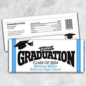 We Print - Happy Grad Candy Bar Wrappers - Class of 2025 Graduation Favors - 2025 Personalized Chocolate Graduation Wrappers - Set of 12