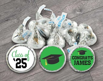 Class of '26 - Personalized Graduation Labels for HERSHEY'S KISSES. Round 3/4" Kiss stickers. Graduation Chocolate - Set of 108