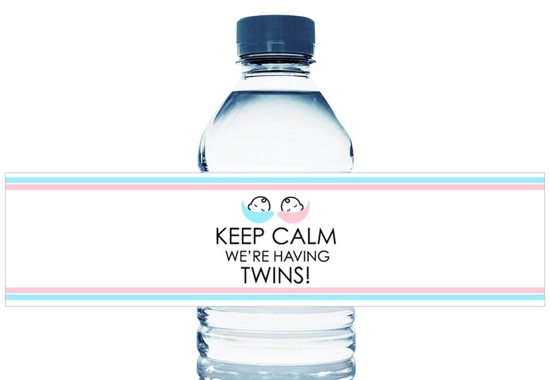 or Boy and Girl Twin Boys Twin Girls Set of 10 Keep Calm We/'re Having Twins Water Bottle Labels Favors for a Twin Baby Shower