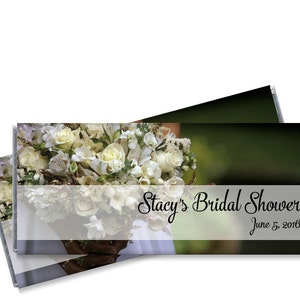 White Flowers Bridal Shower Candy Bar Wrappers - Personalized Wedding Favors