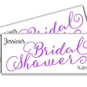 Set of 12 - Script Bridal Shower Candy Bar Wrappers - Personalized Bridal Shower Favors