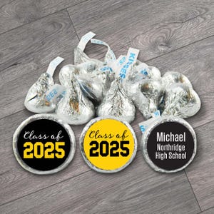 Class of 2026 Graduation Kiss Stickers - 3/4" Stickers for Hershey Kisses or Reeses - Personalized Kiss Labels with Color Choice, Set of 108