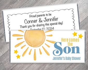 Here Comes the Son Baby Shower Candy Bar Wrappers - Set of 12