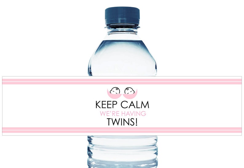 or Boy and Girl Twin Boys Twin Girls Set of 10 Keep Calm We/'re Having Twins Water Bottle Labels Favors for a Twin Baby Shower