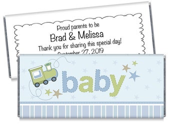 Boy Baby Shower Personalized Candy Bar Wrappers - Baby Shower Candy Bar Wrappers - Shower Party Favors - Set of 12 - #IDBBS610