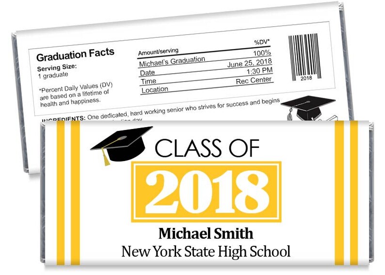 Set of 12 2019 High School Photo Graduation Candy Bar Wrappers PERSONALIZED