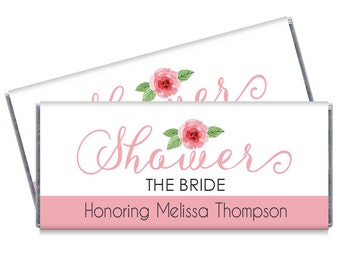 Set of 12 - Shower the Bride Bridal Shower Candy Bar Wrappers - Bridal Shower Favors