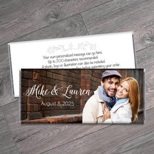 Large Photo Wedding Candy Bar Wrappers - Personalized Photo Wedding Favors - Custom Candy Bar Labels for Hershey's® - Set of 12