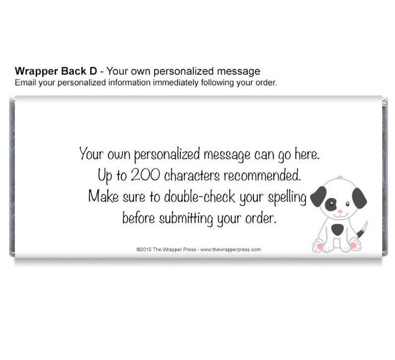 #IDBB157 Puppies Boy Birthday Party Favors Puppies Boy Birthday Party Personalized Candy Bar Wrappers