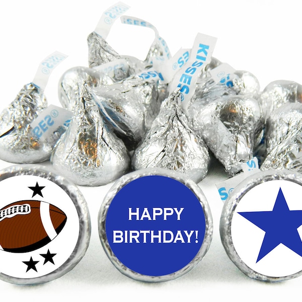 Set of 108 - Football Stickers for Hershey's Kisses, Reeses Miniatures, Mints, and more. Football Birthday Kiss Labels - #IDBBS300