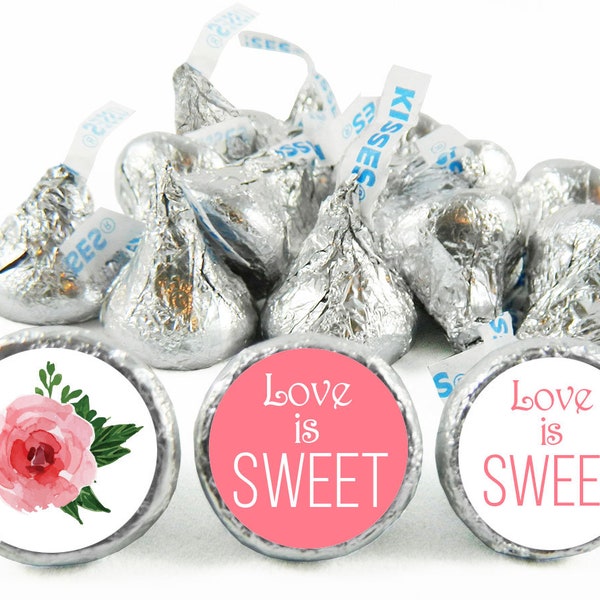 Set of 108 - Love is Sweet Kiss Stickers for Hershey's Kisses. Wedding Labels for Kiss - Wedding Party Favors - #IDWED703