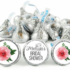 Bridal Shower Labels for Hershey&#39;s Kisses. Bridal Shower Kiss Stickers with Flower - Bridal Shower Favors - Set of 108