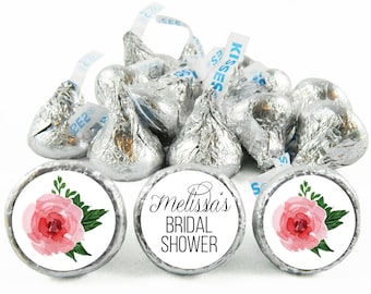Bridal Shower Labels for Hershey's Kisses. Bridal Shower Kiss Stickers with Flower - Bridal Shower Favors - Set of 108