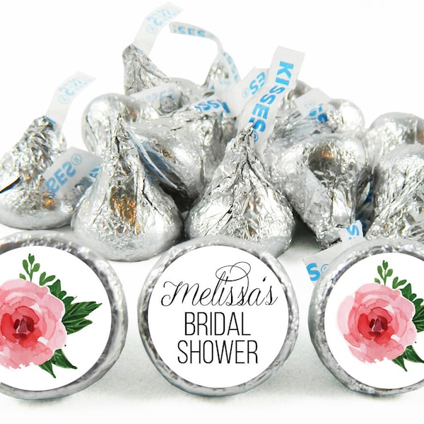 Bridal Shower Labels for Hershey's Kisses. Bridal Shower Kiss Stickers with Flower - Bridal Shower Favors - Set of 108