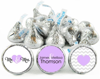 Set of 108 - Mr and Mrs Kiss Stickers for Hershey's Kisses. Wedding Labels for Kisses - Wedding Party Favors - #IDWED712