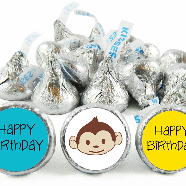 Set of 108 - Monkey Stickers for Hershey's Kisses. Monkey Party Birthday Kiss Labels - #IDBB159