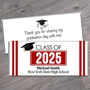 We Print - Class of 2025 Graduation Candy Bar Wrappers - Personalized Graduation Party Favors - Any Color - Set of 12