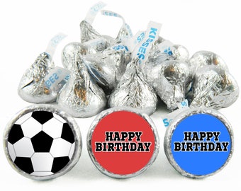 Set of 108 - Soccer Stickers for Hershey's Kisses. Soccer Silhouette Party Birthday Kiss Labels - #IDBB160