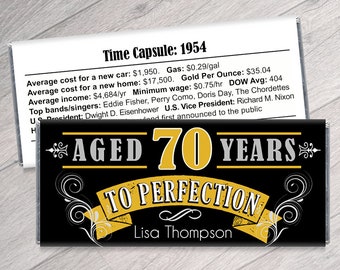 Aged to Perfection Birthday Candy Bar Wrappers - Adult Milestone Favors 30th, 40th, 50th, 60th, 70th, 80th Any Age Favors - Set of 12