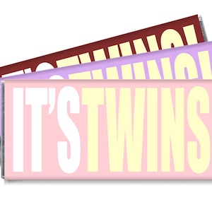 Set of 12 - It&#39;s Twins! Twin Girl Baby Shower Candy Bar Wrappers - Twin Shower Favors - #IDTBS501