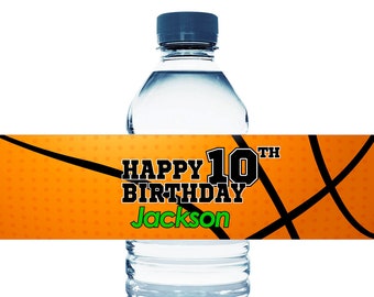 Large Basketball Water Bottle Labels. Basketball Party Decorations. Basketball Water Bottle Stickers - Set of 10