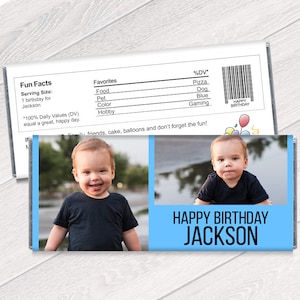 Personalized Candy Bar Wrappers with 2 Photos - Personalized Photo Birthday Party Favors - Chocolate Birthday Favors - Set of 12