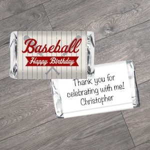 Vintage Baseball Mini Candy Bar Labels. Vintage Baseball Mini Candy Bar Stickers for Miniatures. Baseball Birthday Favors. Set of 42.