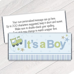 It&#39;s a Boy Baby Shower Personalized Candy Bar Wrappers - Baby Shower Candy Bar Wrappers - Shower Chocolate Favors - Set of 12 - #IDBBS610