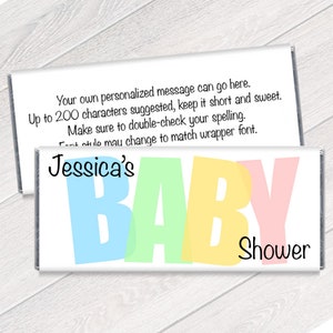 Set of 12 - BABY Shower Personalized Candy Bar Wrappers - Girl or Boy Baby Shower Favors for Chocolate - Gender Neutral Baby Shower