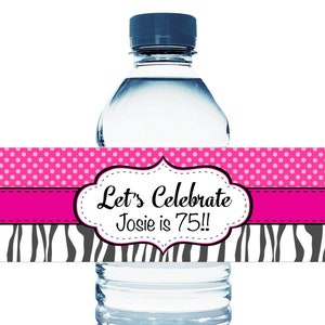 Let&#39;s Celebrate, any age, Adult Birthday Water Bottle Labels. Milestone Adult Birthday Water Bottle Stickers - Set of 10