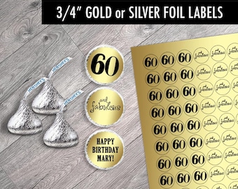 Gold Foil Hershey Kiss Stickers: Birthday Party Favors, Set of 108