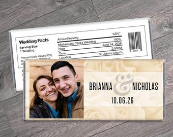 Personalized Photo Candy Bar Wrappers - Chocolate Wedding Favors - Wedding Reception Favors - Personalized Candy Bar Wrappers - Set of 12