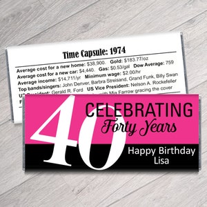 Set of 12 - Celebrating 40th, 50th, 60th, 70th, 80th, 90th  - Any Age, Any Color, Adult Birthday Candy Bar Wrappers - Adult Milestone Favors