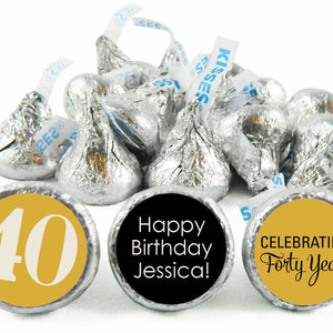 Celebraing 40 Years, any age, Milestone Labels for Hershey&#39;s Kisses. Milestone Adult Birthday Kiss Stickers. 40, 50, 60 any age - Set of 108