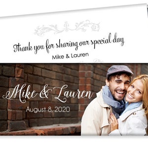 Large Photo Wedding Candy Bar Wrappers - Personalized Photo Wedding Favors - Custom Candy Bar Labels for Hershey&#39;s® - Set of 12