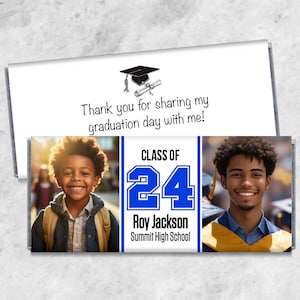 We Print - Class of 2025 Personalized Graduation Candy Bar Wrappers 2 Photos. Match school colors. Graduation Favors - Set of 12