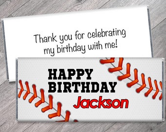 We Print - Baseball Candy Bar Wrappers - Baseball Birthday Party Favors - Baseball Themed Wrappers for Chocolate - Set of 12 - #IDBB144