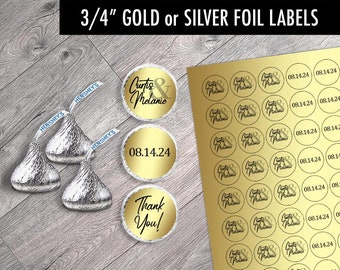 Gold Foil Wedding Labels for Hershey's Kisses - Set of 108