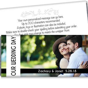 Our Wedding Day Photo Wedding Candy Bar Wrappers - Personalized Photo Wedding Favors - Custom Candy Bar Labels for Hershey&#39;s® - Set of 12
