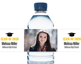 2024 Graduation Water Bottle Labels with Photo - Photo Graduation Water Stickers - 2 x 8 Stickers for Water - Graduation Favors - Set of 10