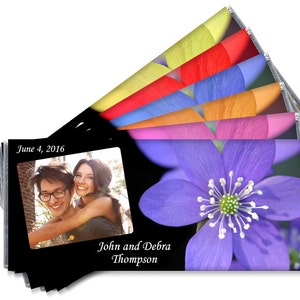 Photo Wedding Candy Bar Wrappers - Wrappers for Chocolate Bars - Personalized Photo Flower Wedding Favors - Set of 12