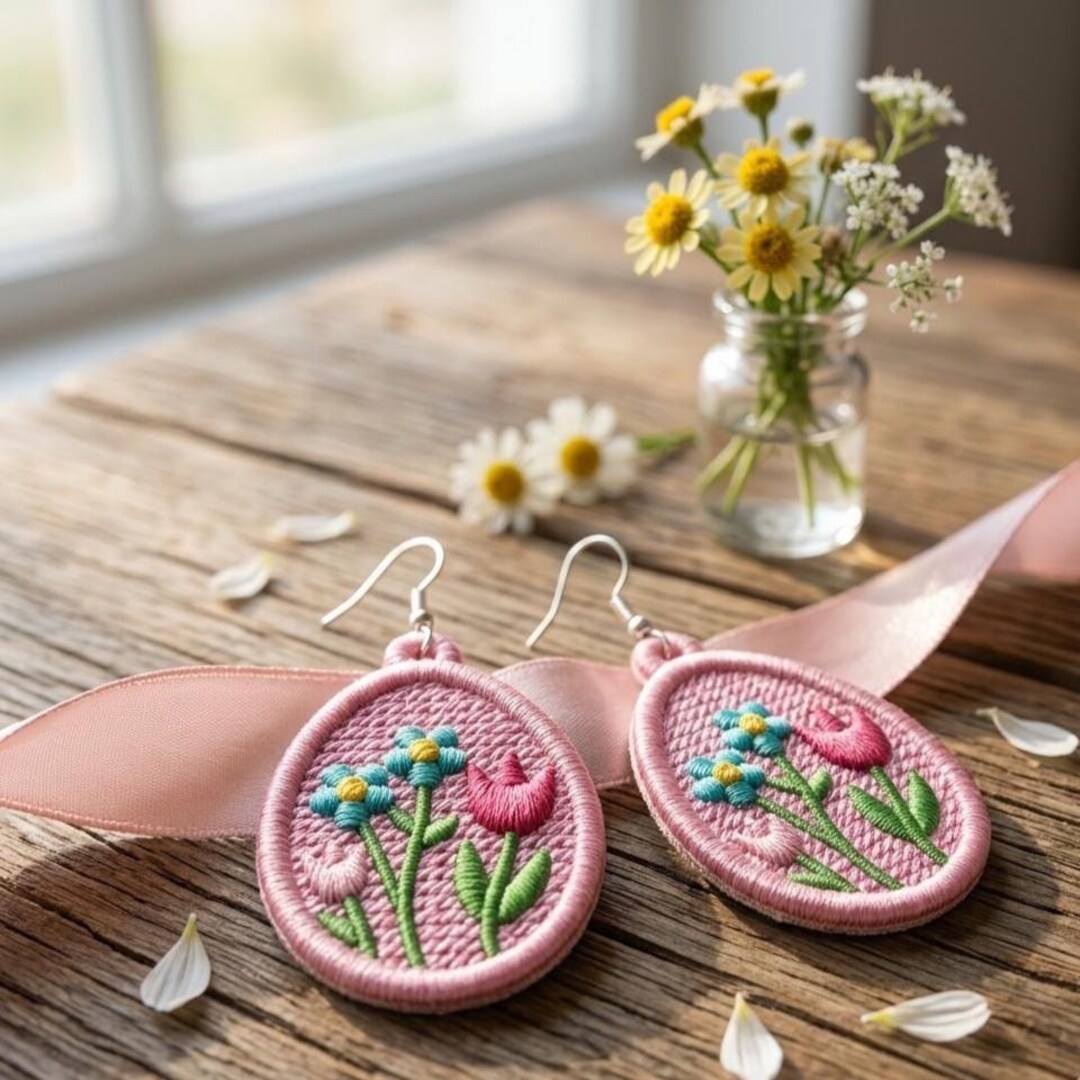 Easter Flower Egg Earring Embroidery Design | FSL Spring Jewelry ...
