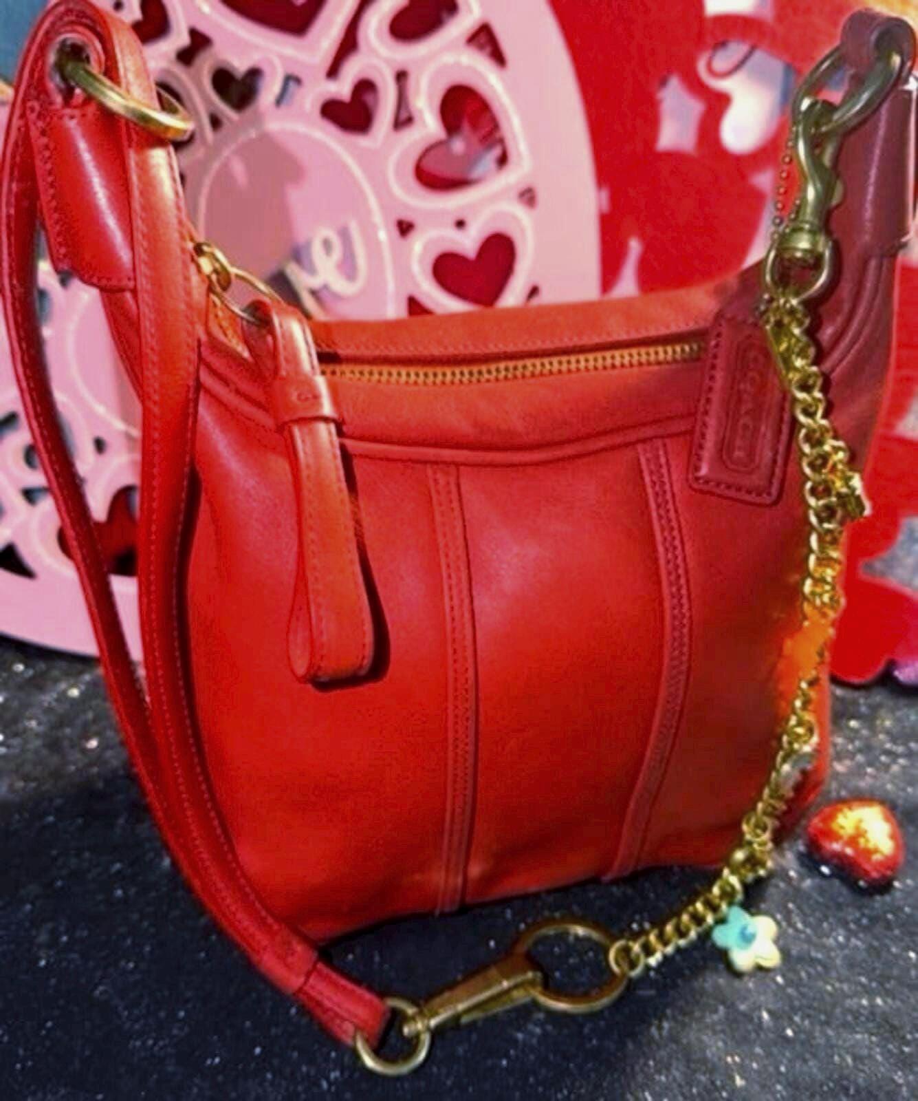 Vintage Red Leather Mini Amanda Handbag #6953 Brass Hardware 