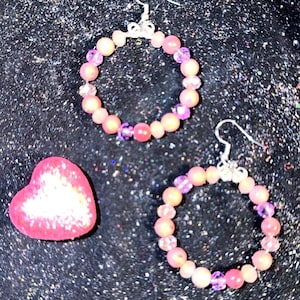 Artisan Handmade Earrings Genuine Rhodochrosite, pink purple quartz crystal beads S925 hooks New
