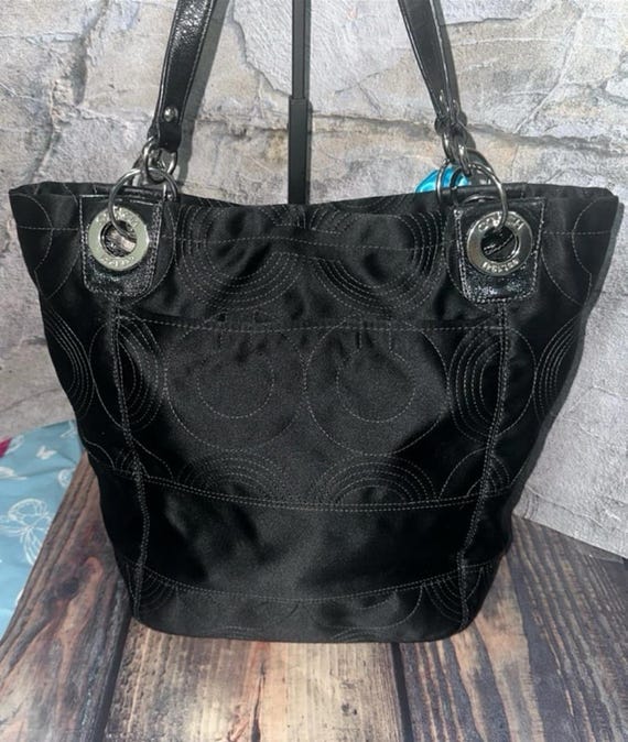 Y2K Vintage Coach Alex Black Satin Tote With Scarf - Etsy