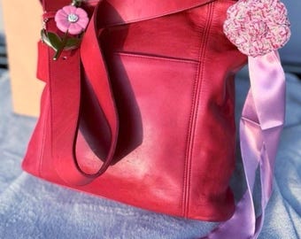 Vintage Coach 4169 Red Leather bucket tote Stunning!