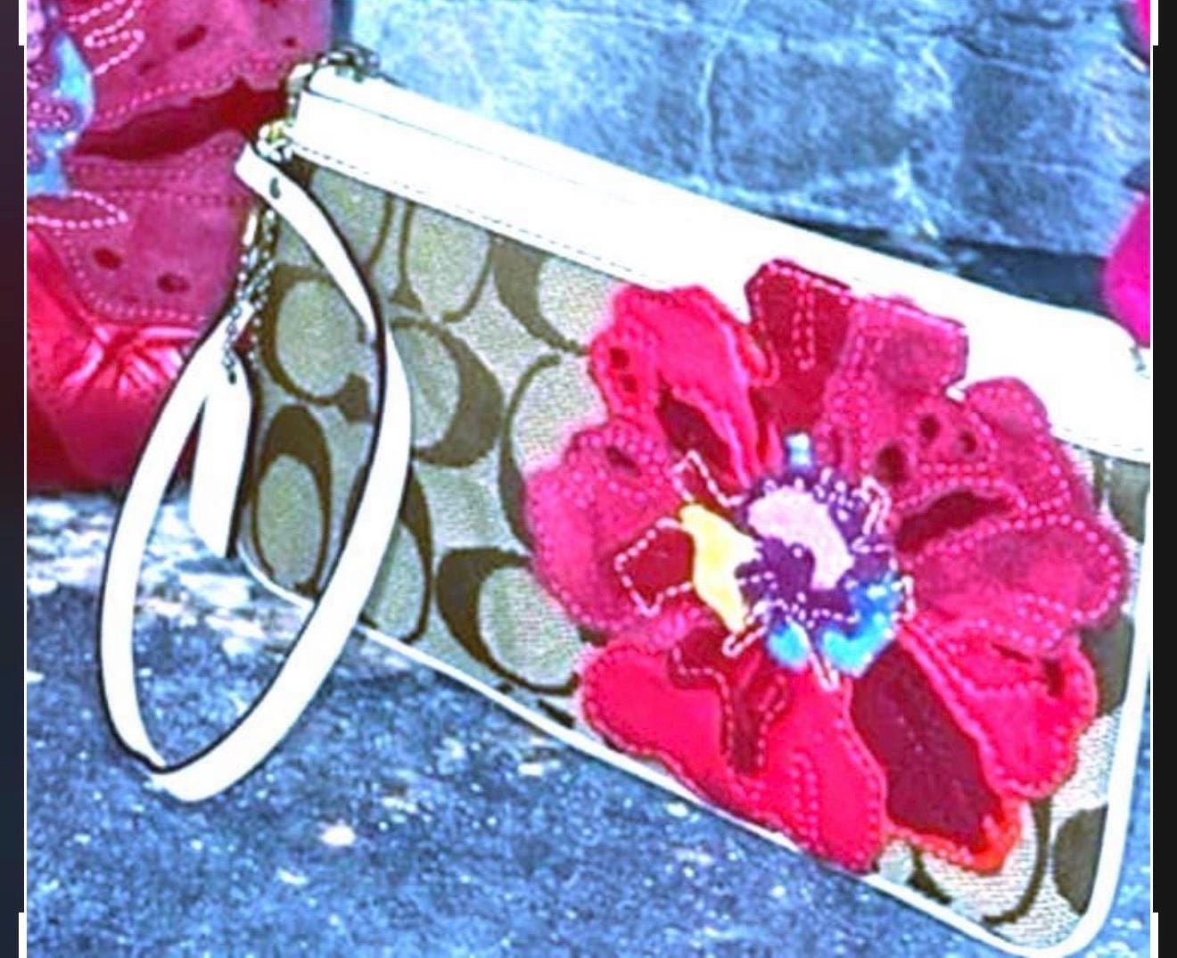Vintage Rare Coach Poppy # 9123 Flower Shoulder Bag Purse