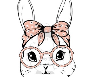 Rabbit With Glasses - Etsy